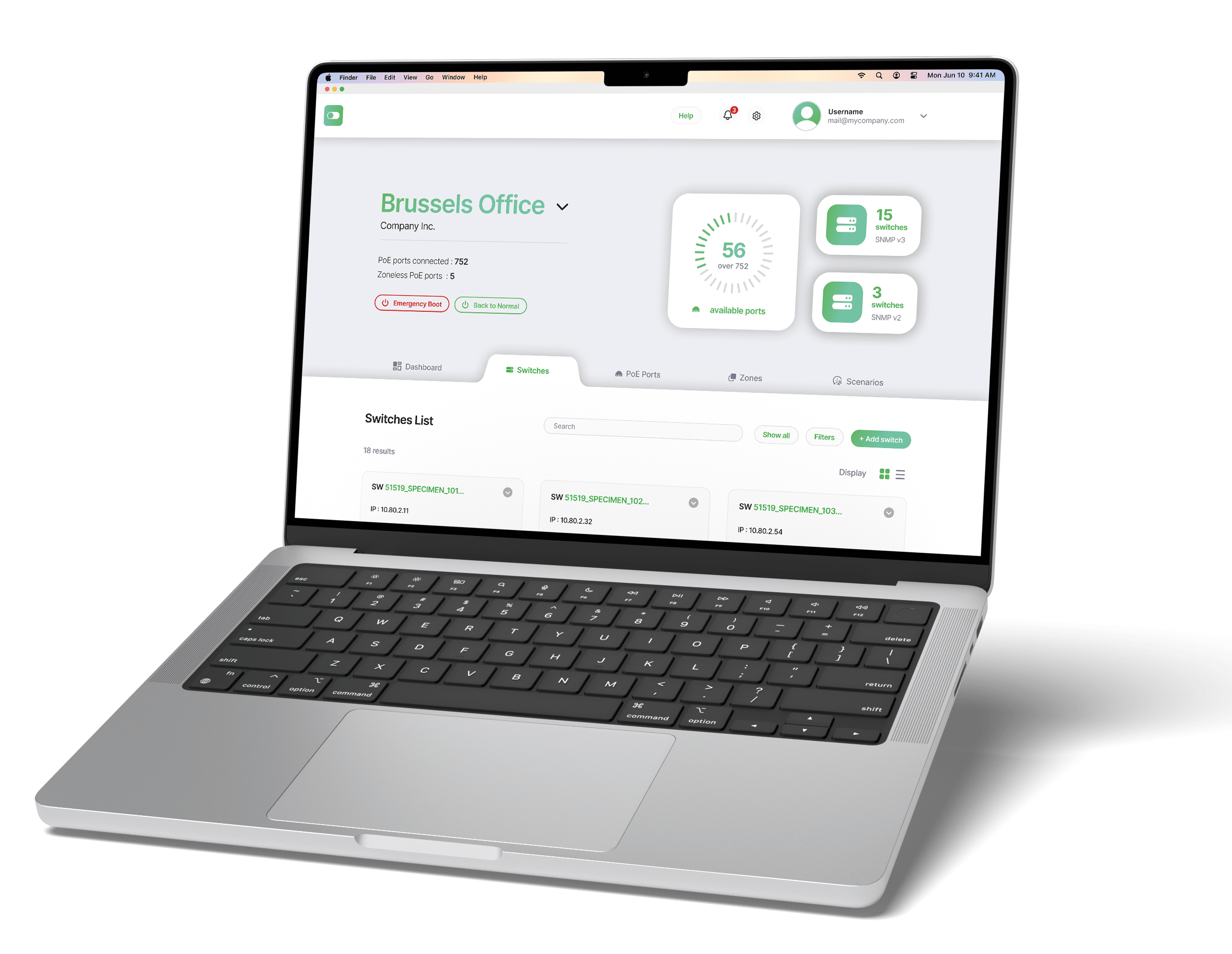 L'application Ecogreen Soft en action sur un laptop !